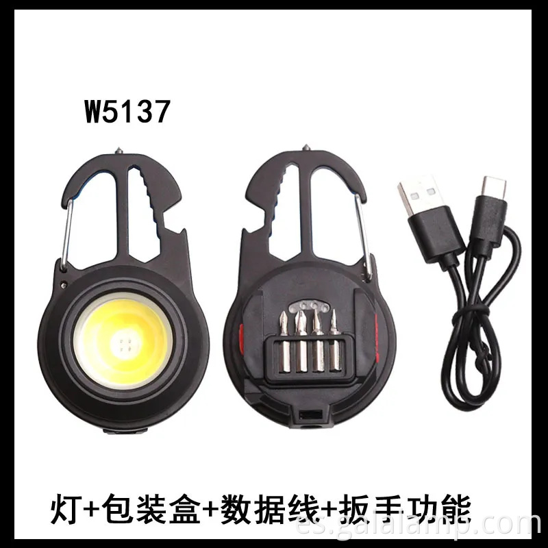 Llavero de iluminación portátil multifuncional con luz de campamento recargable